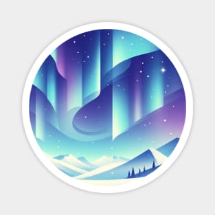 Northern Lights Design With Stars Magnet